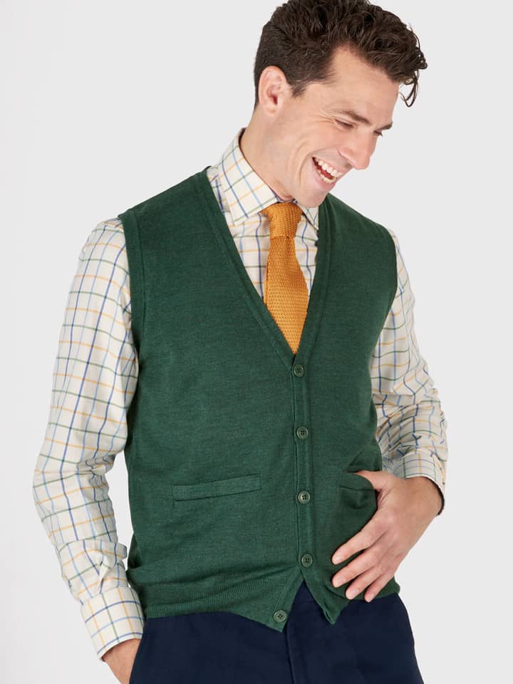 Pine Merino Sweater Vest Model
