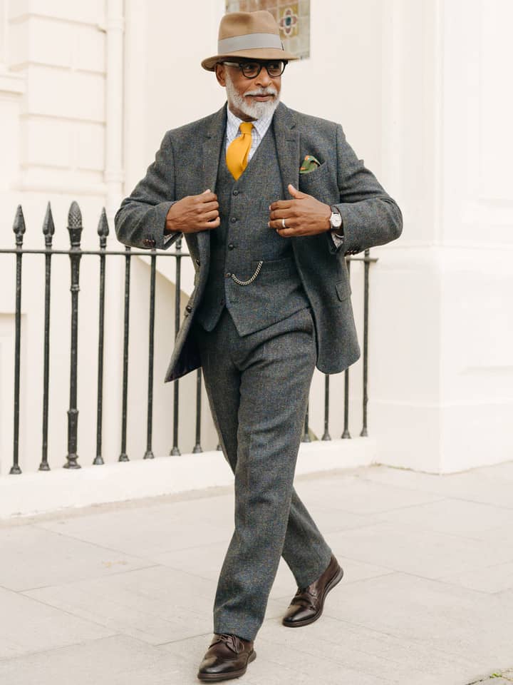Mens Highland Harris Tweed Three Piece Suit on Model