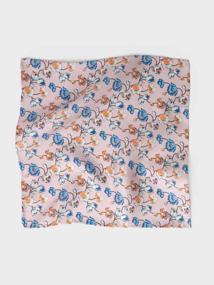 Mens Pale Yellow Floral Silk Pocket Square