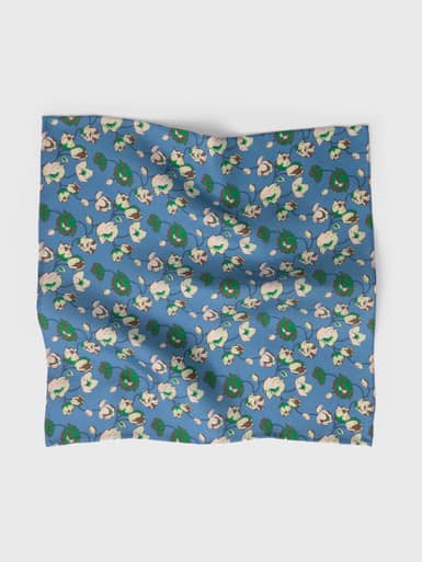 Blue Floral Silk Pocket Square