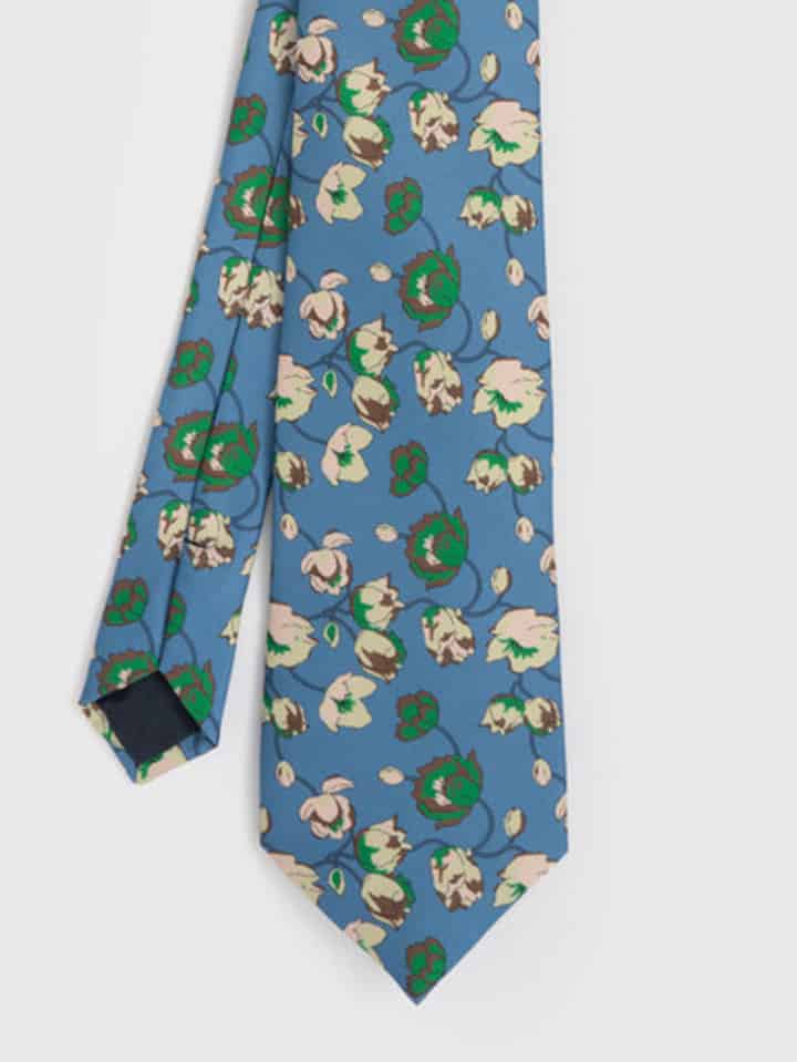 Blue Floral Silk Tie