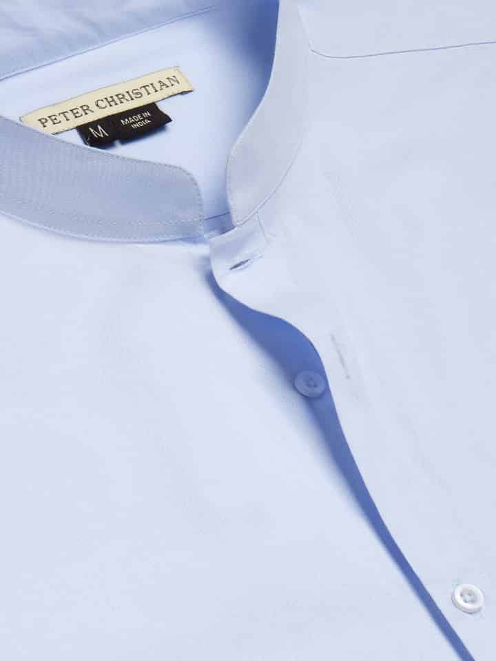 Collar of Blue Nehru Collar Shirt