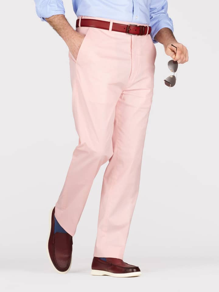Men's Pink Lightweight Tropical Chinos Model Legs