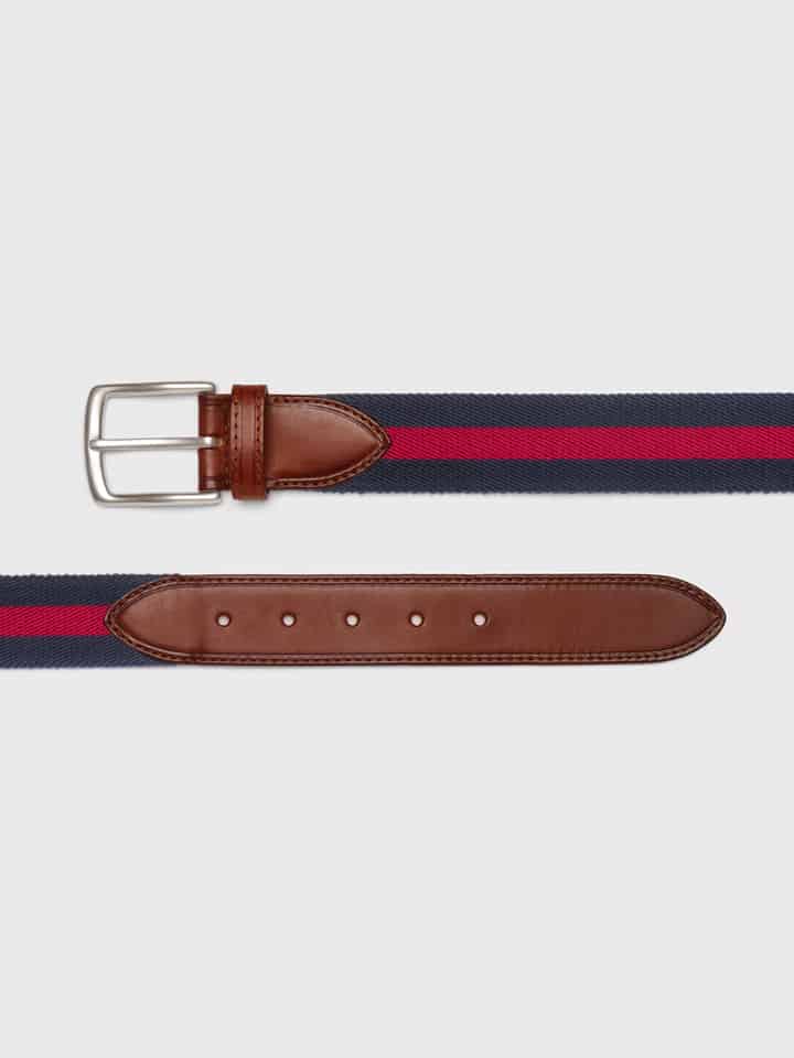 Navy and Red Stripe Canvas Belt