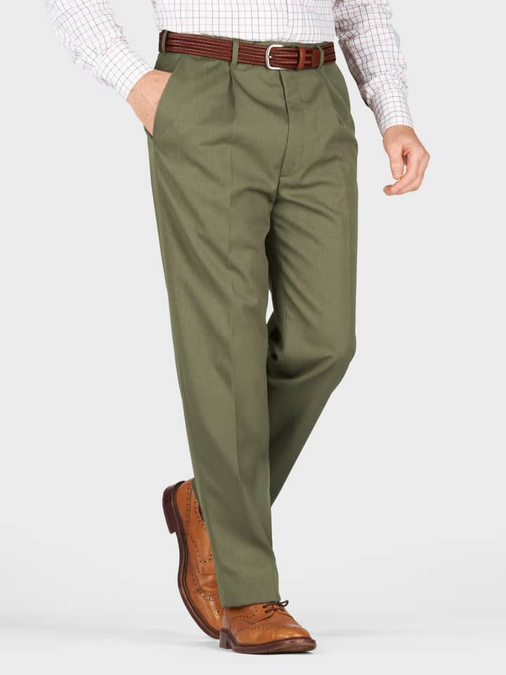 Mens Loden Deluxe Wool & Silk Pants on Model