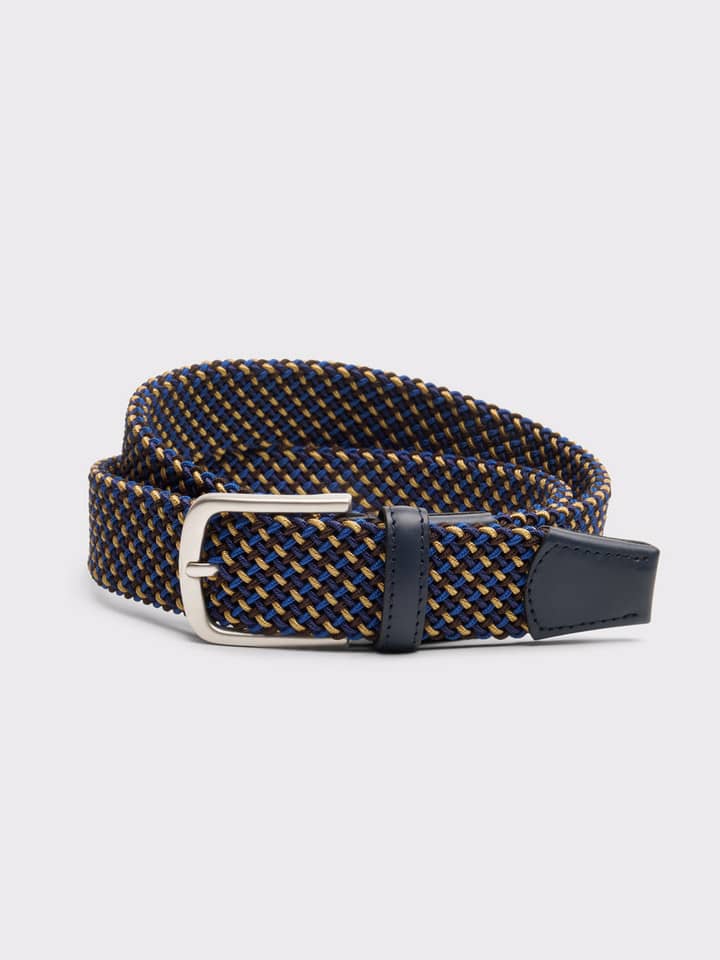 Navy and Gold Woven Elastic Belt Rolled