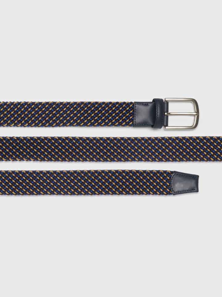Mens Navy & Gold Braided Elastic Belt