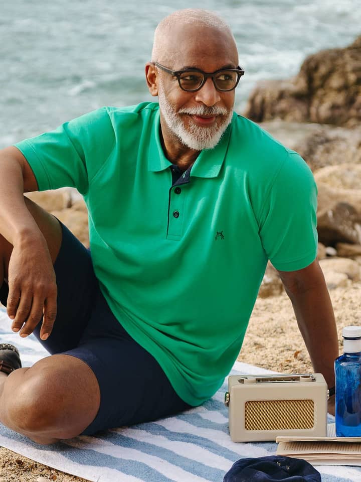 Mens Mint Green Cotton Polo Shirt on Model