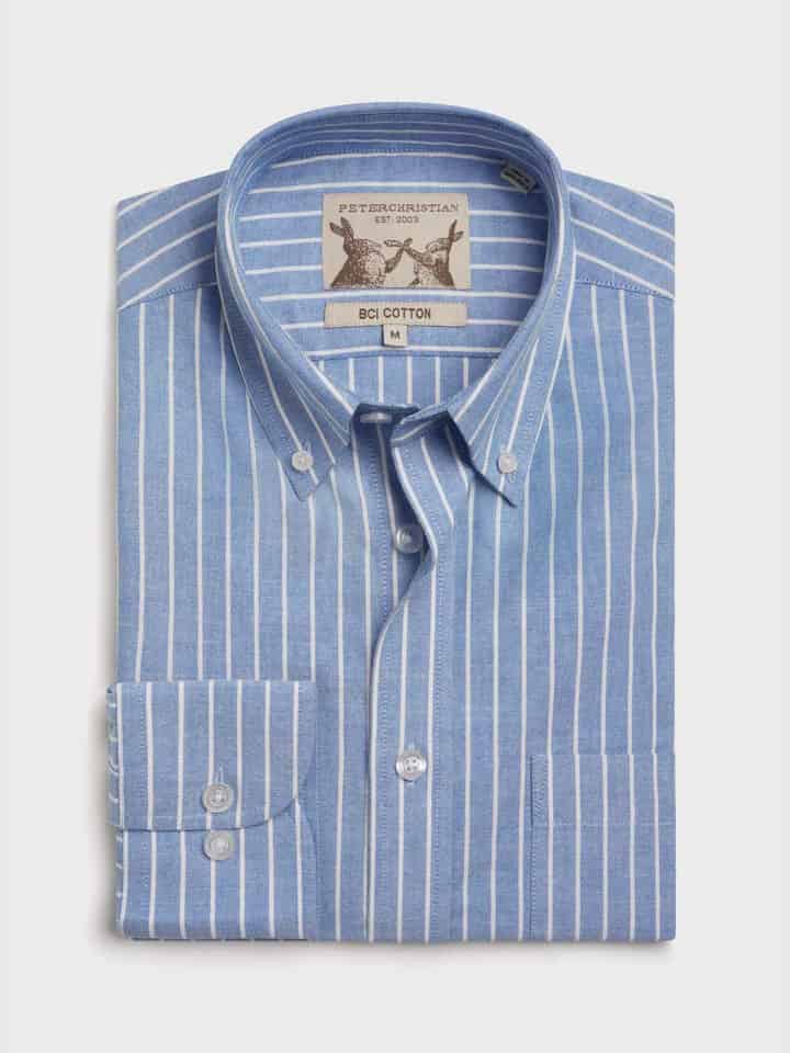 Blue & White Stripe Cotton Oxford Shirt