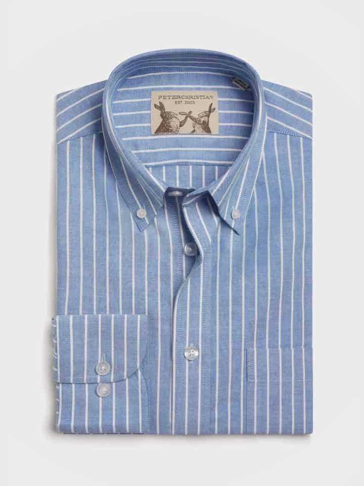 Blue & White Stripe Cotton Oxford Shirt