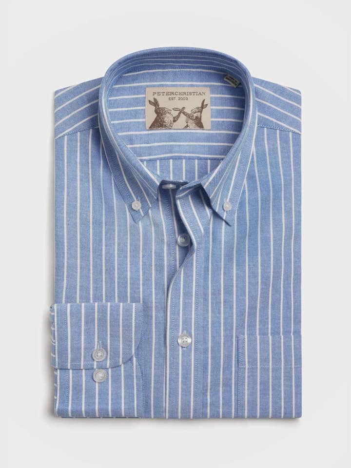 Blue & White Stripe Cotton Oxford Shirt