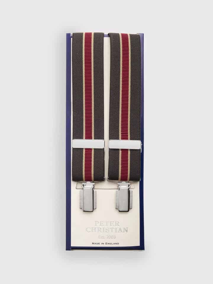 Green and Burgundy Stripe Braces Box
