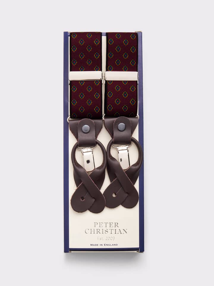 Burgundy Medallion Suspenders