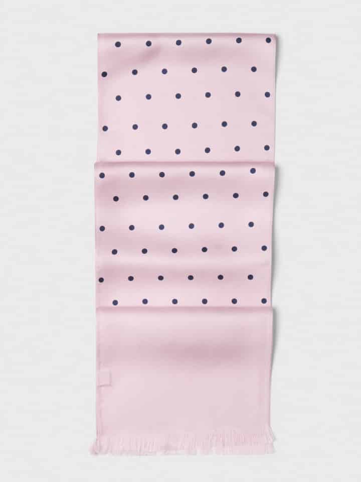 Pink & Navy Polka Dot Silk Scarf