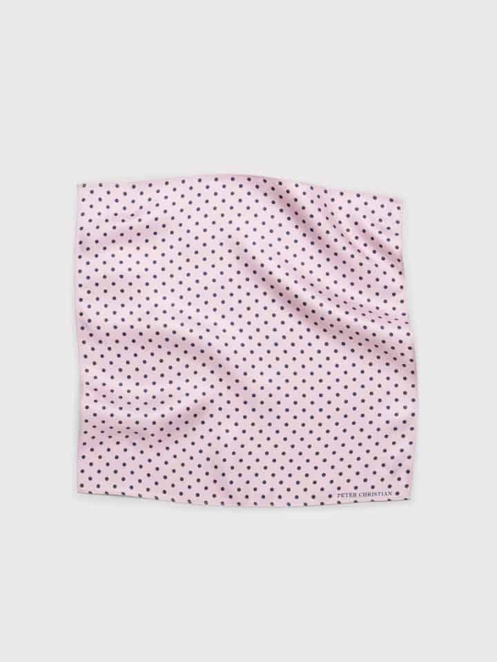 Mens Pink & Navy Polka Dot Silk Pocket Square