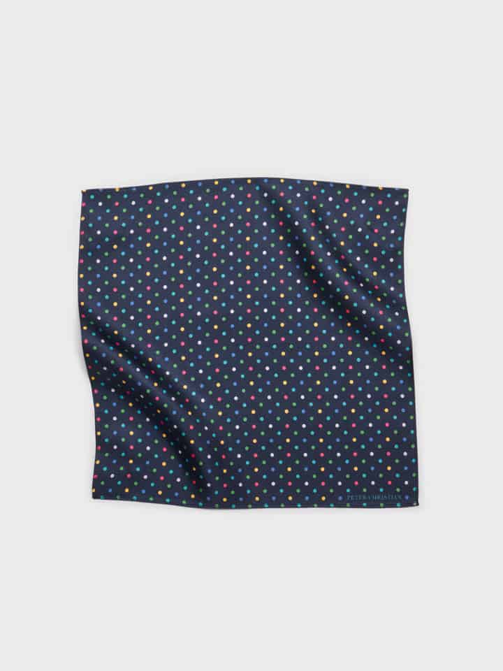Mens Navy & Multicolour Polka Dot Silk Pocket Square
