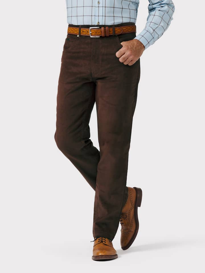 Mens Cocoa Needle Cord Jeans on Model