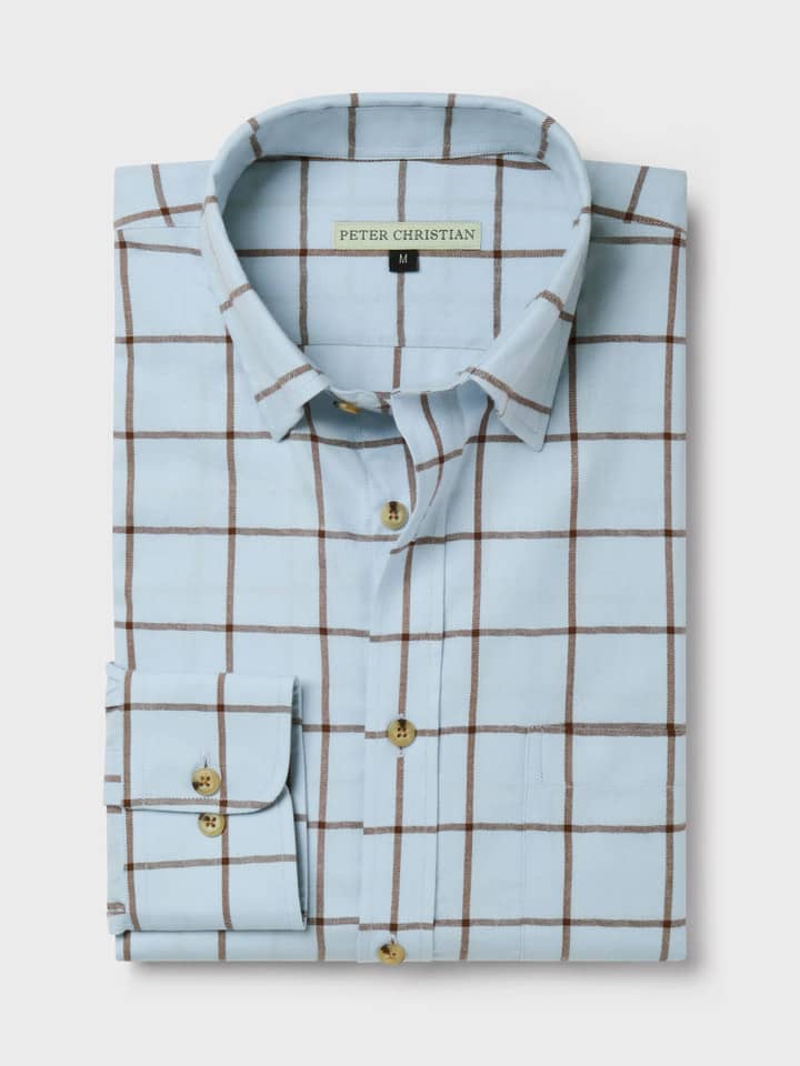 Mens Blue Window Pane Check Shirt