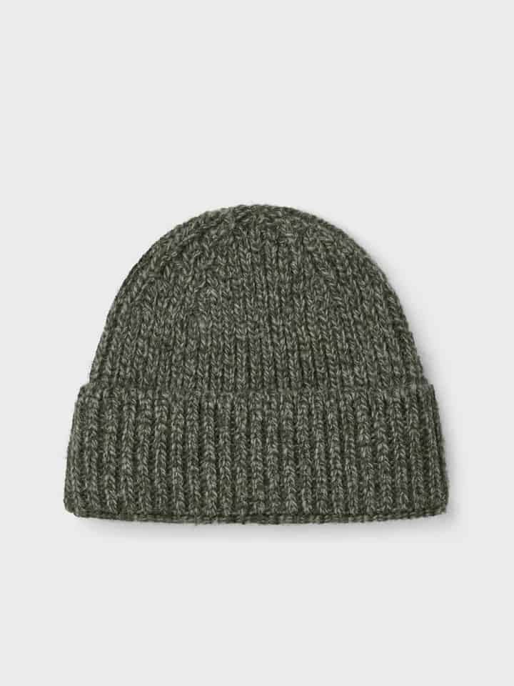 Mens Lichen Green British Wool Beanie Hat