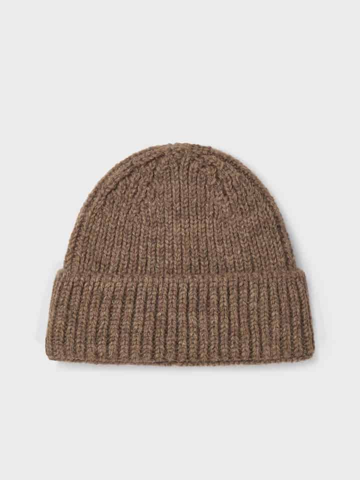 Mens Walnut Brown British Wool Beanie Hat