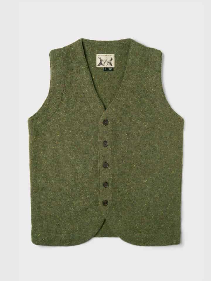 Men's Thyme Green Knitted Vest Front