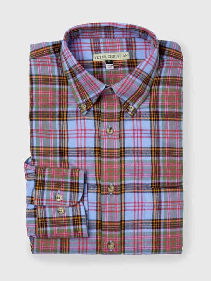 Men's Blue Brushed Cotton Tartan Shirt