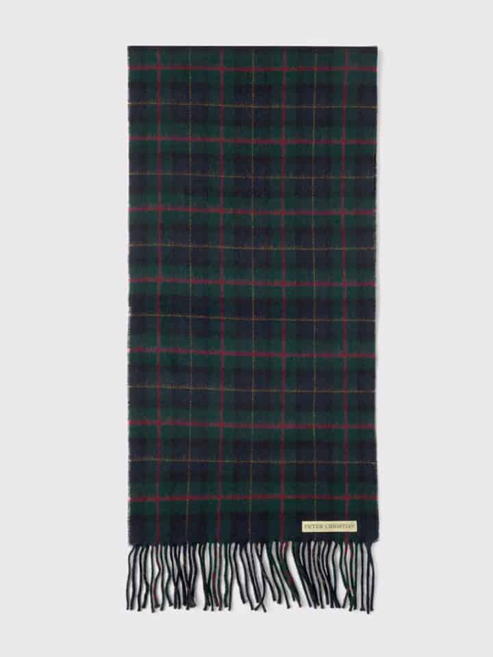 Mens Navy Check 100% Lambswool Scarf