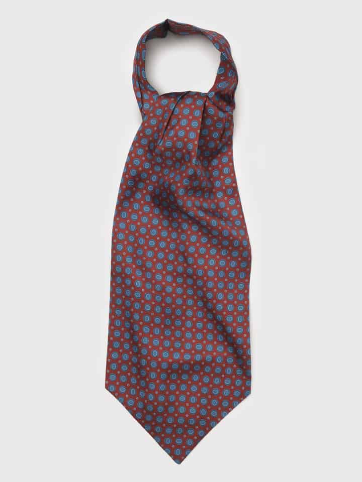 Rust & Blue Oval Pattern Silk Cravat